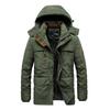 Winter Men's Velvet Cotton-padded Clothes Medium and Long Hooded Cotton-padded Clothes Trendy Men's Casual Men's Thickened Large-size Jacket