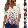 T Shirts For Women Pleated V Neck Dressy Casual Blouses Printing Short Sleeve Summer Tops Loose Fit