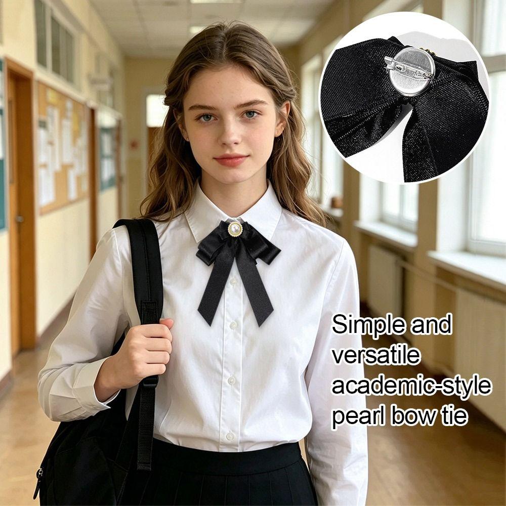 Faux Pearl Women Necktie Preppy Style Ladies Neck Wear Fashion Bowknot Neckties Business