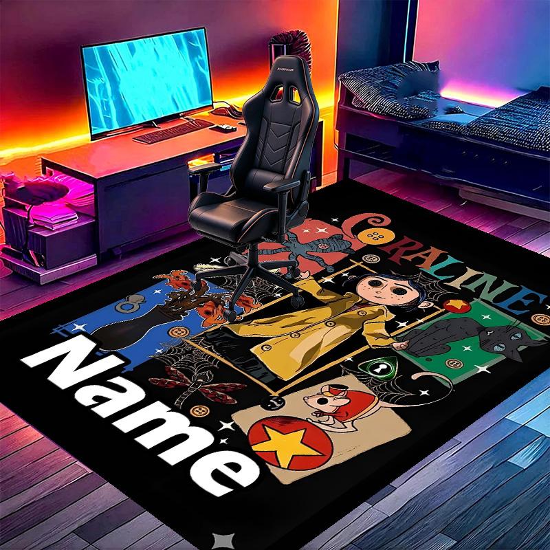 Custom Name Personalized Coraline Print Carpet, Versatile Home Decor Rug, for Playroom, Apartment, Balcony, Entryway, Hallway Gift