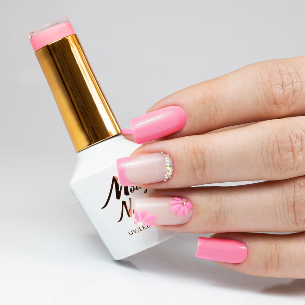 Hybrid LED/UV Gel Polish Molly Nails Flamingo No. 144 Garden with Flowers HEMA/Di-HEMA Free 8g