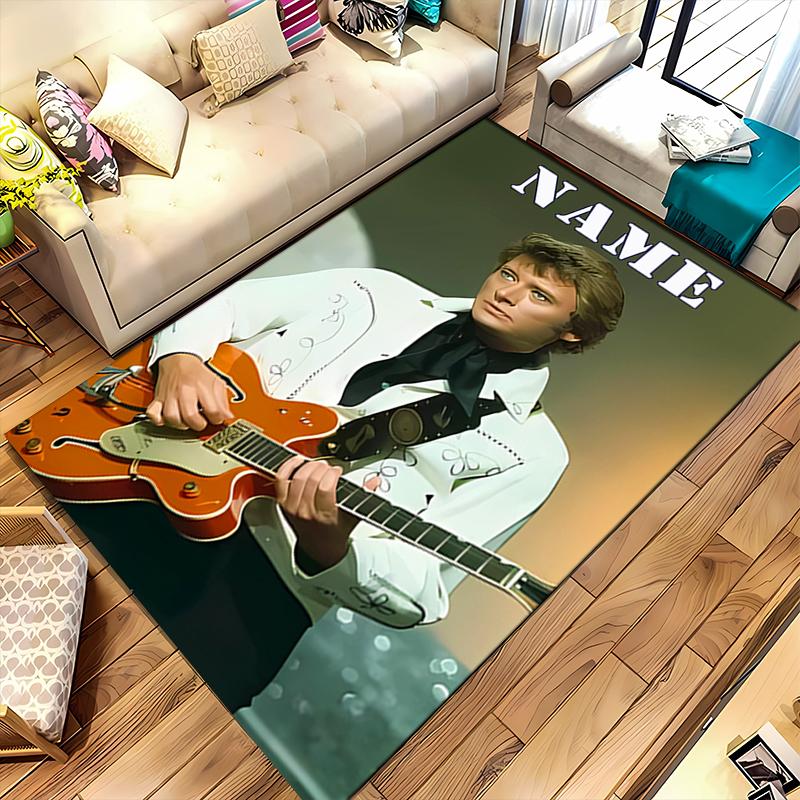 Custom personalization Johnny Hallyday Area Rug - Perfect For Kitchen, Bathroom,Laundry Room Decor Large Size Available,Gift All Seasons