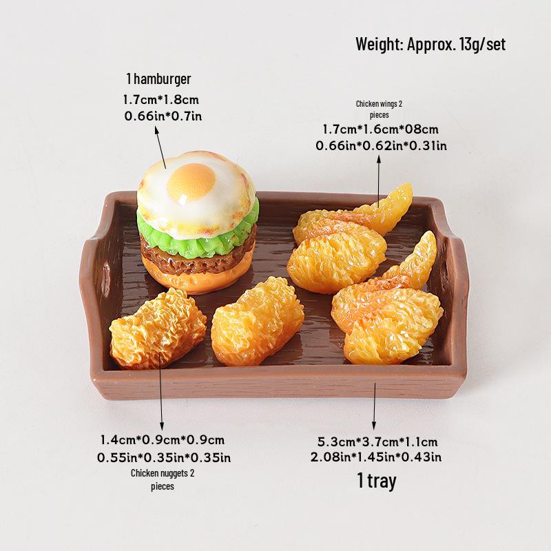 Миниатюрный ornament-поднос с жареной курицей для кукольного домика - Сцена с гамбургером DIY с аксессуарами в виде куриных ножек