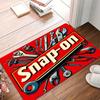 Нескользящий коврик для двери с логотипом Snap-On Tool, Ярко-красный с черно-белыми иллюстрациями, Моющаяся фланель для декора дома, офиса, гаража