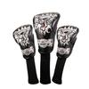 1 Set Pu Golf-sports Wood Club Head Cover Skull Pattern Exquisite Cue Cap Cover With Exquisite Embroidery Craftsmanship Cover