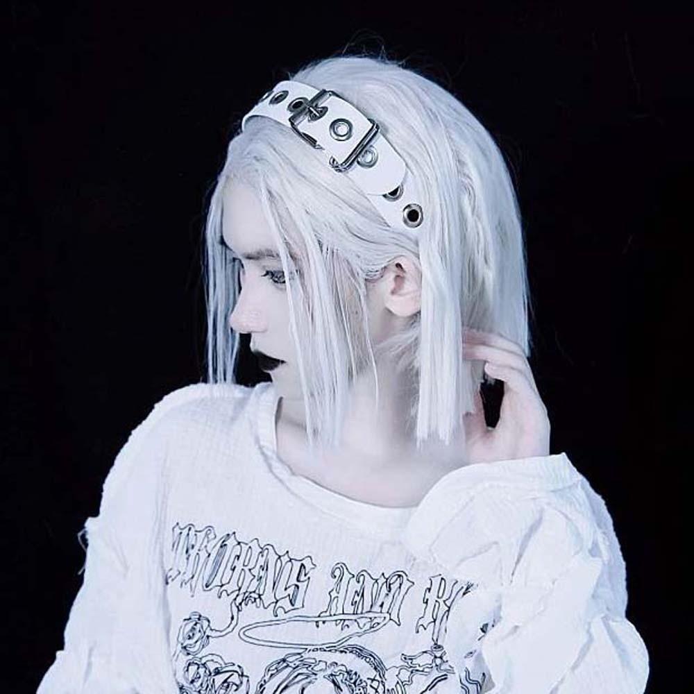 Y2K Стимпанк Обруч для волос Рок-вдохновленная кожаная пряжка Повязка для волос Субкультура Панк Клепаная повязка на голову Девушки