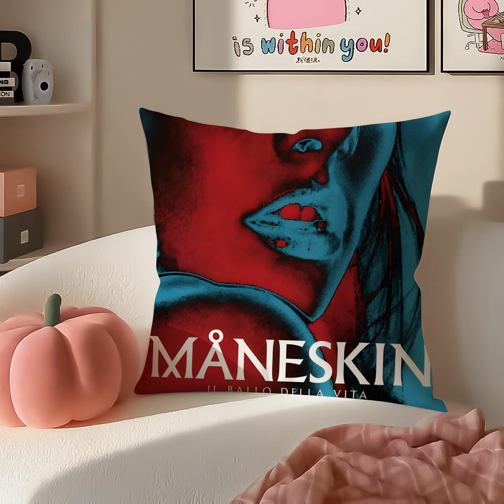Bold Italian Rock Band MManeskin Cushion Cover Pillowcase Short Plush Invisible zipper Room Sofa Cushion Cover