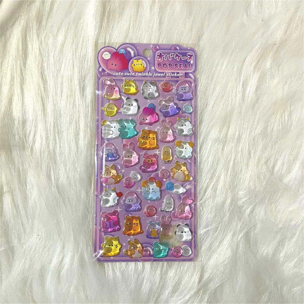 Fun 3D Yoyo Family Ghost Cute Embossed Crystal Decorative Stickers - Kids Stationery Scrapbook Creative Stickers