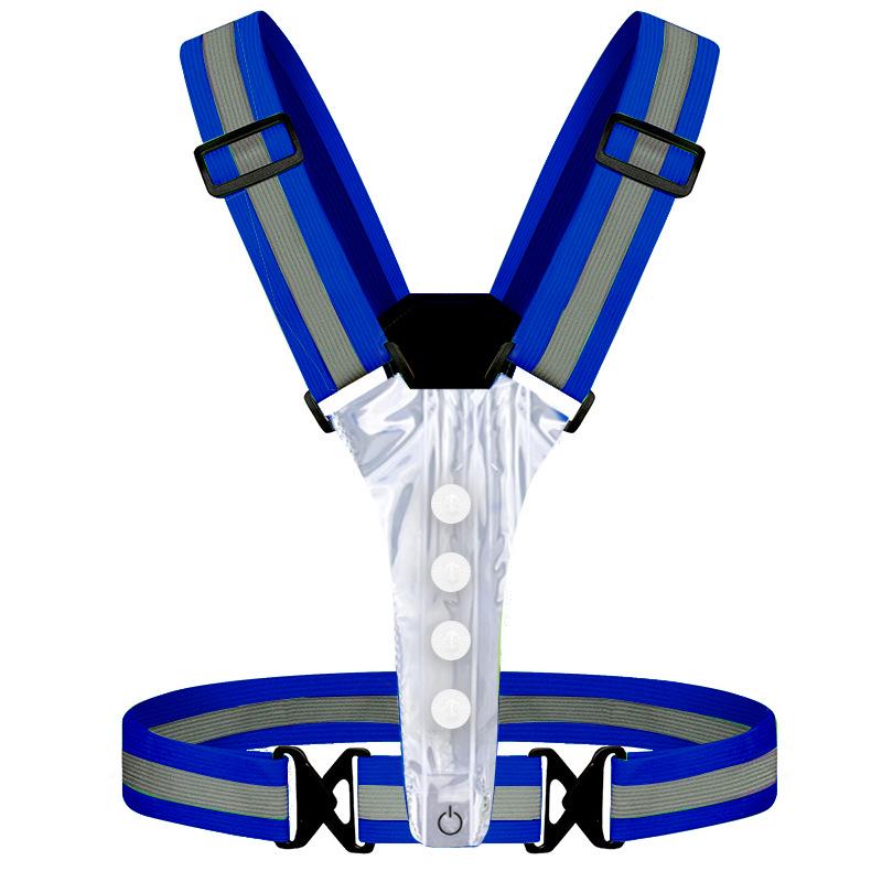 Glow-in-the-Dark Reflective Vest for Night Running and Cycling with Adjustable Elastic Straps and Dual Charging Feature