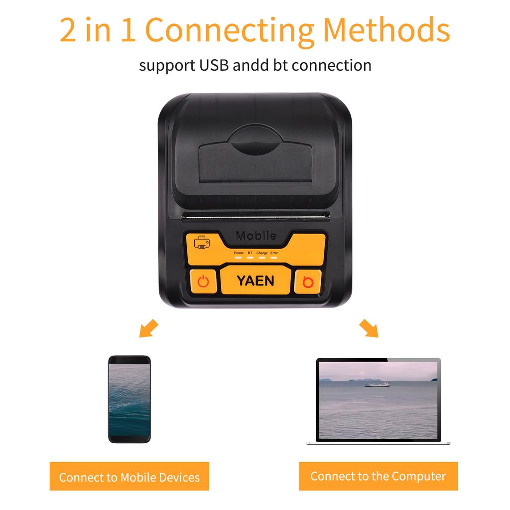 Portable BT Label Maker Wireless 80mm Thermal Receipt Printer BT Connection Use with APP Compatible