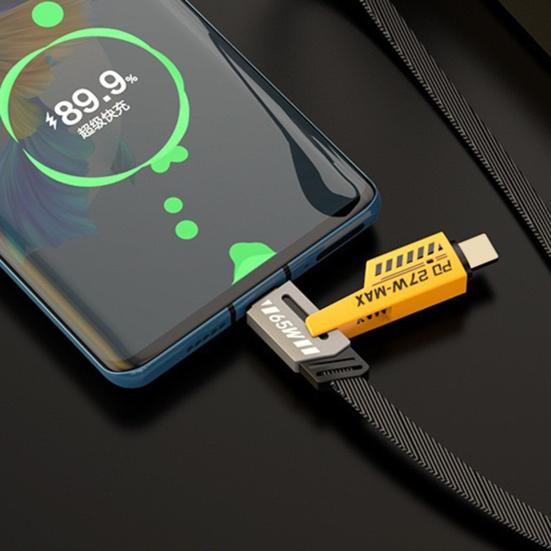 25/100/150/200 СМ Зарядный кабель 4-в-1 PD 65 Вт USB Type-C 8-контактный портативный портативный мобильный телефон с быстрой зарядкой для планшета Плетеный кабель для передачи данных Проводной шнур Аксессуары для телефонов