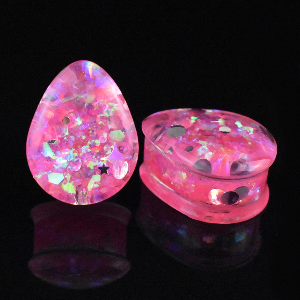 Пара блестящих акриловых тоннелей-плагов каплевидной формы 8-50 мм, расширители для ушей, украшения для пирсинга тела