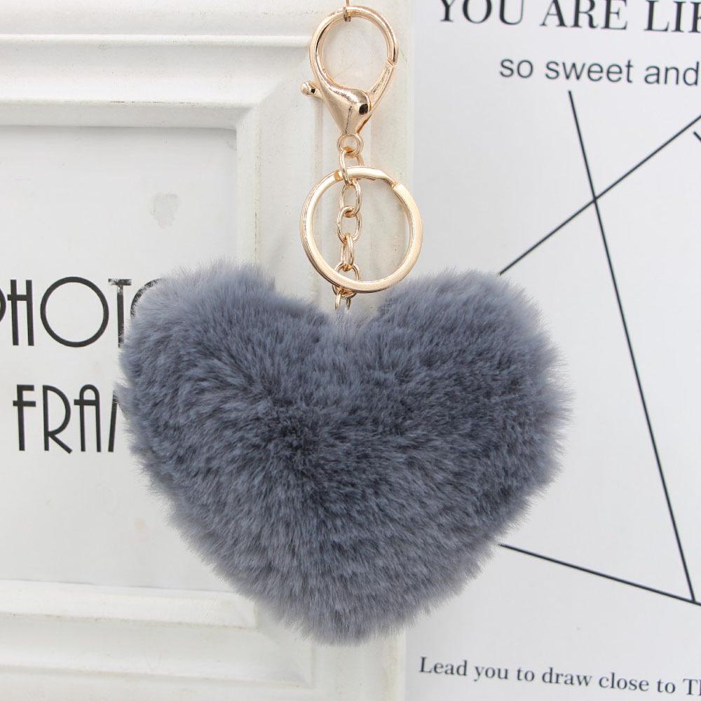 "Charming Heart-Shaped Rabbit Fur Keychain - Fashionable Fluffy Accessory for Ladies' Bags"