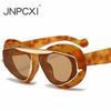 Солнцезащитные очки Y2K Oversized Cat Eye для женщин, модные, ретро, с уникальными линзами, янтарные, UV400, мужские, панк