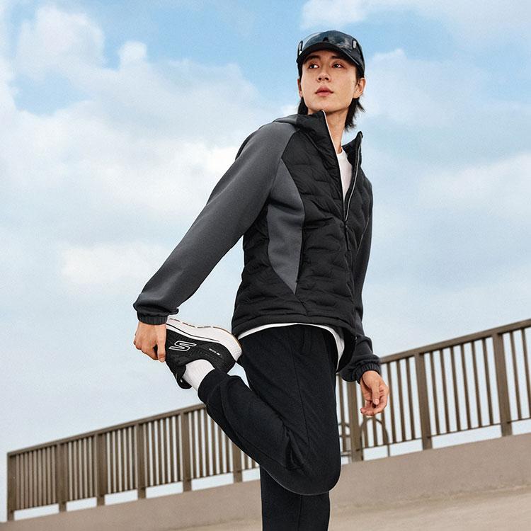 Skechers Ветрозащитная Теплая Легкая Приталенная Тканая Однотонная Сшитая С Капюшоном Короткая Пуховая Куртка Мужские куртки P425M141-0018