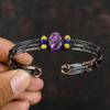 Медный Фиолетовый Бирюзовый Браслет Желтый Коралл и Лазурит Бусы Манжеты Медная проволока Ювелирные Изделия Регулируемый Браслет Драгоценный Камень Манжета Ручной Работы