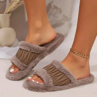 Модная женская обувь 2024 года, высококачественные базовые женские тапочки, модные короткие плюшевые повседневные тапочки, женская горячая распродажа, тапочки на плоской подошве с открытым носком