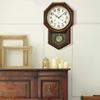 Seiko Clock Wall Clock Radio Analog Time Selectable Chime Strike Decorative Pendulum Octagonal Long Wooden Frame Dark Brown Wood RQ205B &