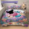 Mermaid Underwater Adventure Print 3Pcs Bedding Setduvet Cover With 2 Bedropillowcase Home Birthday Gift