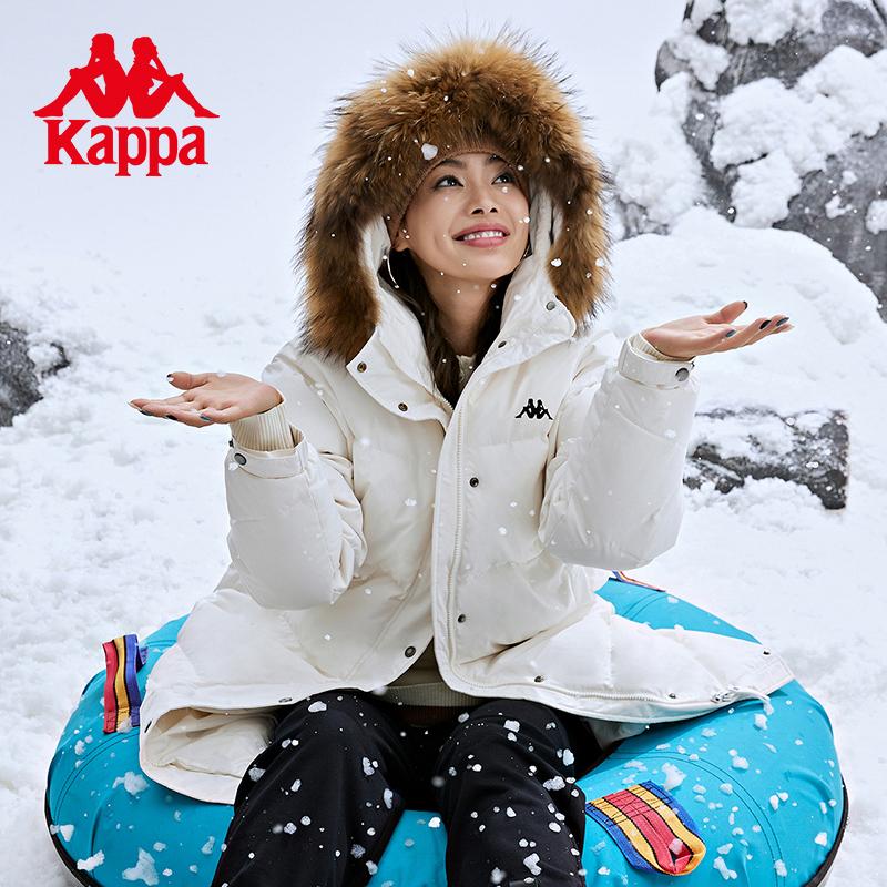 Kappa long down jacket, new women's winter hooded down jacket, cold resistant bread jacket