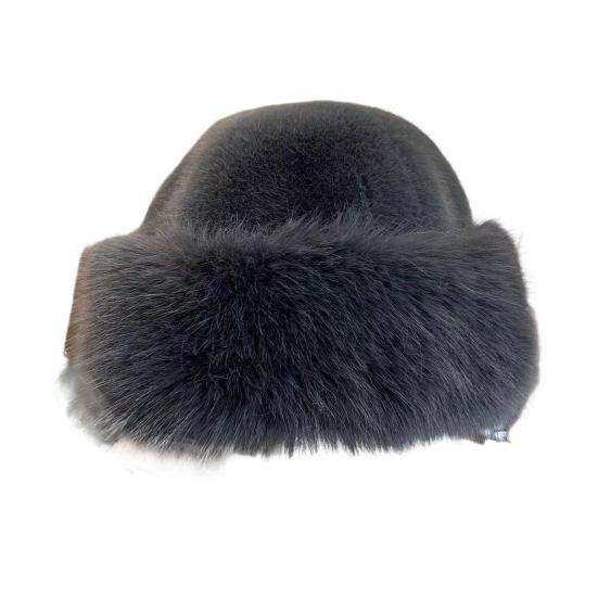Women Winter Hat Thick Plush Faux Fur Heat Retention Windproof Mongolia Style Bucket Hat Solid Color Outdoor Cycling Skiing Panama Cap