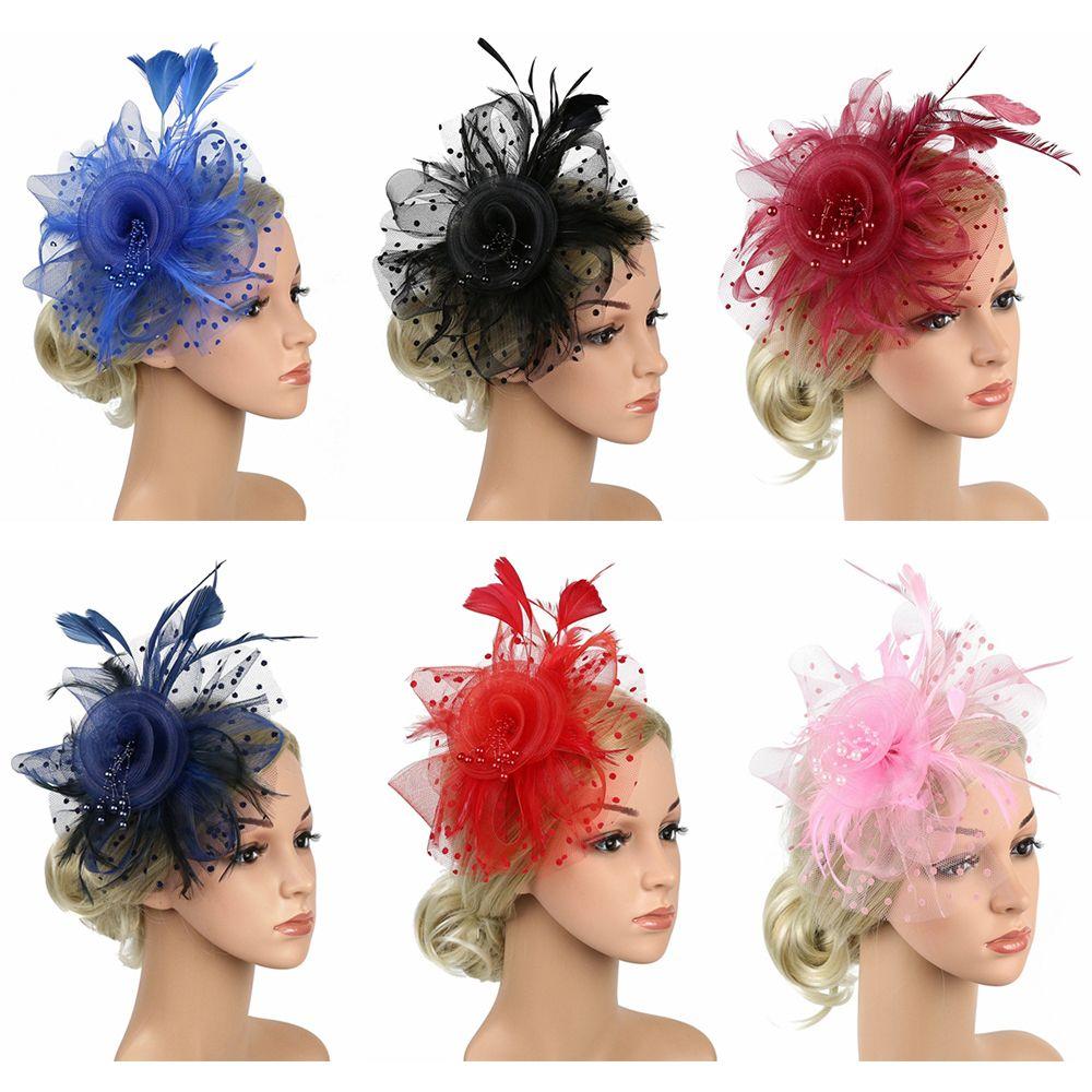 Flower Cocktail Wedding Feathers Hair Clip Alice Headband Clip Fascinator Hat Tea Party Headband