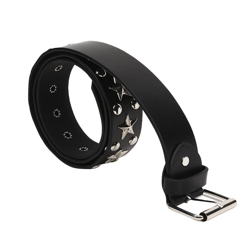 1 шт. Повседневный панк-ремень с заклепками-звездами, Y2K мода, черный ПУ, металлические заклепки-пентаграммы, готические ремни для джинсов, юбок, универсальные женские пояса