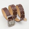 Retro Studded Belt for Women, Engraved Buckle PU Leather Jeans Belt, Vintage Punk Waist Belt, Fashion Casual Decorative Belt