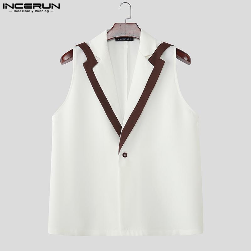 INCERUN 2 шт. Мужской жилет без рукавов с лоскутным шитьем и комплекты нарядов с длинными брюками