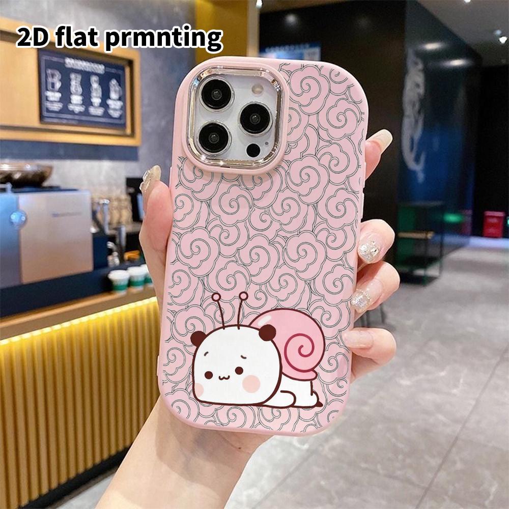 Phone case: 2D flat design suitable for iPhone 18 17 16 15 14 13 Pro protective case, couple style, panda snail, Christmas and Halloween gifts