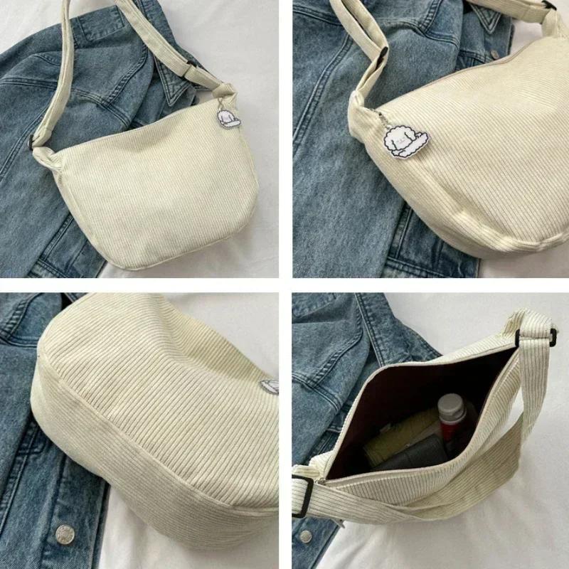 Corduroy Crossbody Bags for Women Ladies Large Capacity Shoulder Bag Purse and Handbags Solid Women Messenger Bag