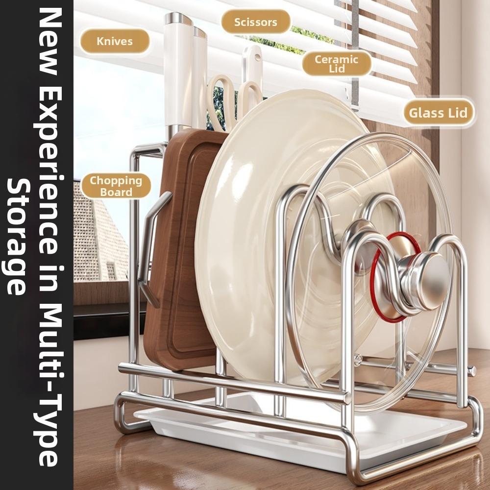 Rustproof Cutting Board Holder Stainless Steel Pot Lid Stand New Pot Lid Rack For Cabinet