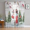 Christmas Winter Snow Branch Snowman Sheer Curtains For Kids Bedroom Living Room Voile Curtains Xmas Kitchen Tulle Curtain