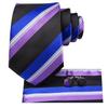 Hi-Tie Галстук, носовой платок, запонки, синий, черный, сиреневый, в полоску, свадебная вечеринка