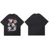 Hip Hop  Retro Washed Black TShirt Streetwear Cartoon Dogs Graphic T Shirt Cotton Harajuku Unisex Tshirt Men Tops Tee YK