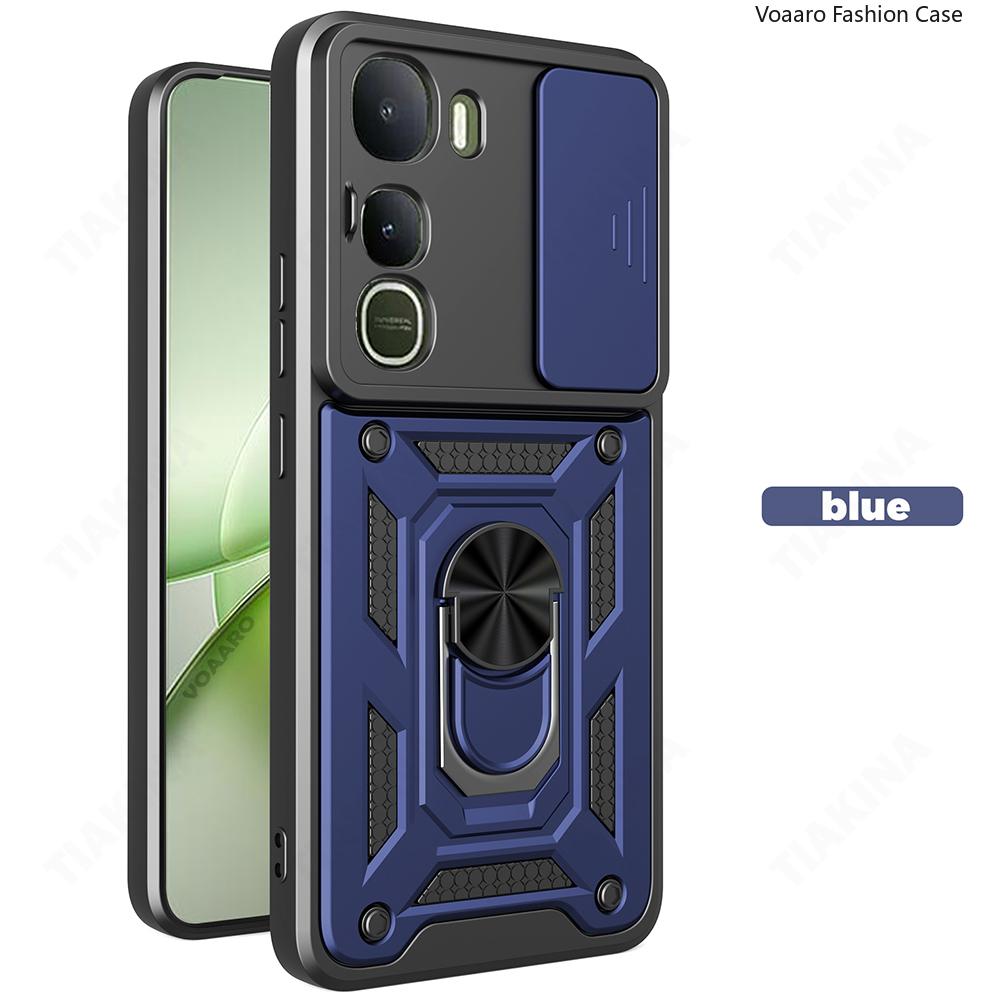 Чехол с защитой объектива-слайдера для Vivo Y400 5G Global Чехол для Vivo Y400 5G Чехол с магнитной кольцевой подставкой Защитная крышка Capa