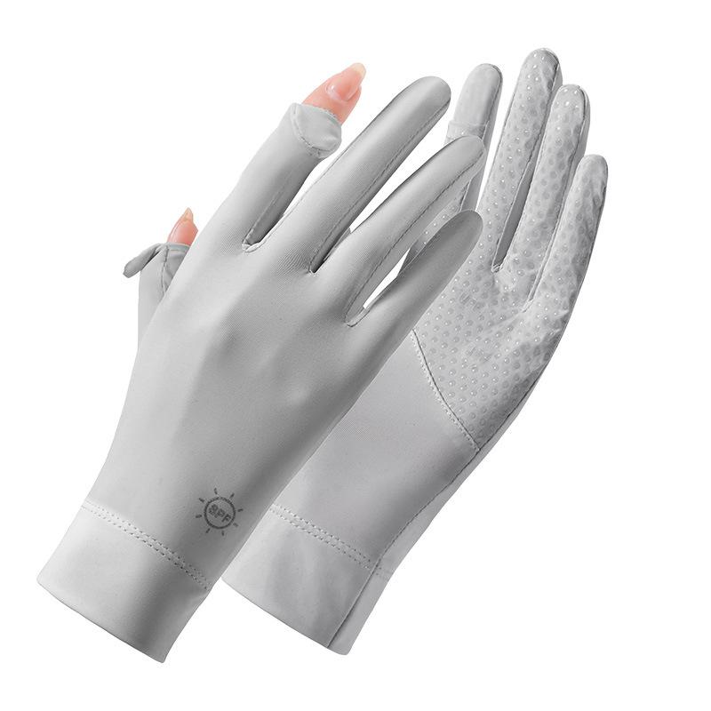 Sun Protection Gloves for Women Summer Coolness Outdoor Sun Protection Thin  Breathable  Anti Slip  Sports Cycling Ice Silk Finger Exposed Gloves