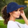Fashionable Wide-Brim Sun Hat with Ponytail Hole - Bohemian Baseball Cap Design,Breathable Polyester, Perfect for Summer Outdoor