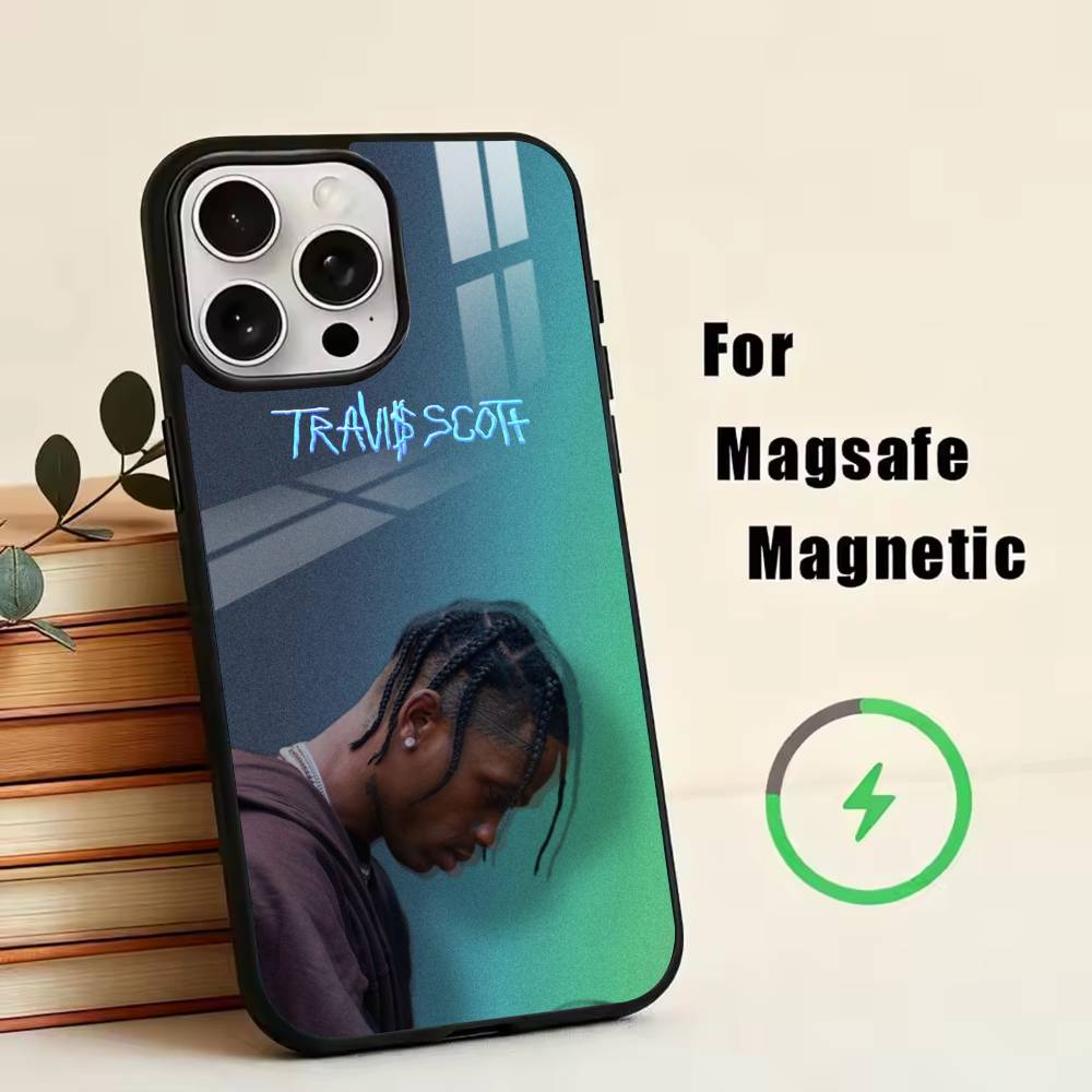 Чехол для телефона T-Travis S-Scott для iPhone 17, 16, 15, 14, 13, 12, 11 Plus, Pro, магнитный, для беспроводной зарядки Magsafe