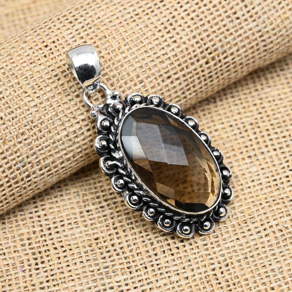 Glorious Smoky Topaz Gemstone Handmade 925 Solid Sterling Silver Jewelry For Wedding Gifta