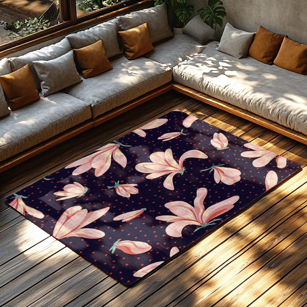 Floral Doormat Pink Flower Pattern Rug Washable Floor Mat Home Decor Entrance Mats Indoor Outdoor Welcome Mat Stylish Home Accen