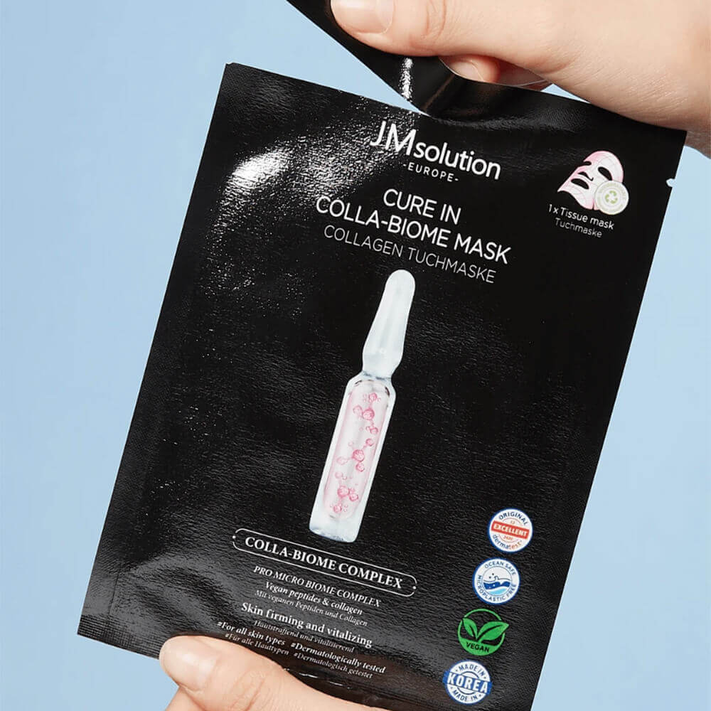 JMSOLUTION Europe Cure In Colla-Biome Маска 30 мл x 10 шт., Увлажняющая, Корейская косметика, K-beauty, пробник
