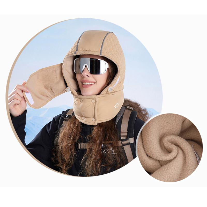 Winter Mask Scarf Integrated Cap for Men Women Outdoor Cycling Velvet Warm Ear Protection Cold-Proof Cap