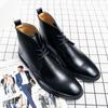 Fashion Comfortable Men's Ankle Boots Casual Leather Shoes Fashion Brand Male Basic Boots Leisure Walk High Top Shoes Lace-Up Botas