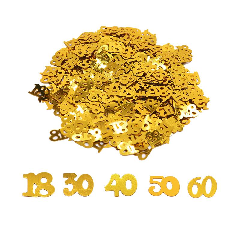 15g/Bag Golden 18 30 40 50 60 Number Sequin Confetti For Anniversary Birthday Party Decoration Birthday Table Confetti Decor 5