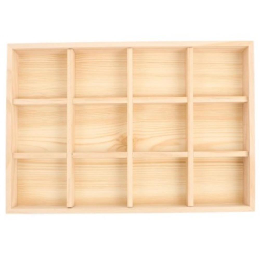 Divider Jewelry Display Tray Solid Wood Ring Earring Holder Case Necklace Storage Box Watch