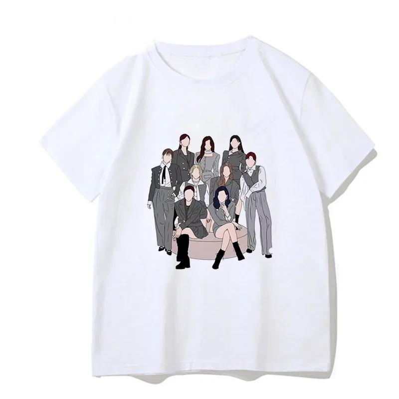 TWICE T Shirt Women Kpop Summer Short Sleeve Tee Korean Fashion Harajuku Aesthetic Cartoon Letter Printed Streetwear Y2k T-shirt