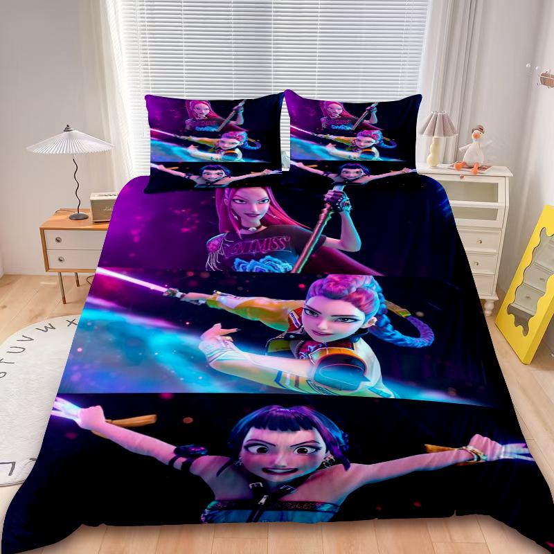 Постельные комплекты K-Pop Demon Hunters EU односпальный Одеяло Покрывало Пододеяльник Наволочка Комплекты из 2-3 предметов Детский Взрослый размер