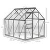 190 X 253 Cm Walk In Polycarbonate Greenhouse Dark Grey