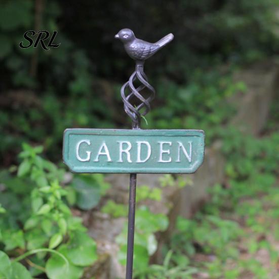 Vintage Style Garden Stakes Retro Bird Stake, Metal Sign Rustic Weatherproof Yard Decorations Decoration with Stake for Flower Bed, Lawn Decorative